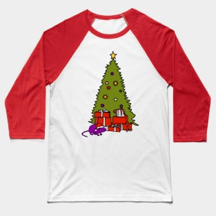 Santa Rat with Christmas Tree Baseball T-Shirt